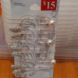 butterfly and pearl hair pins